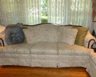 Nice LR Sofa, wood trim