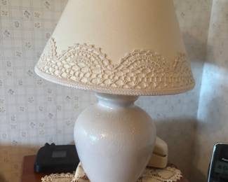 lamp with hand crochet shade