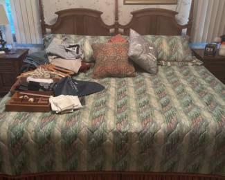 Headboard is King Size, but its actually twin size beds (two) very clean.