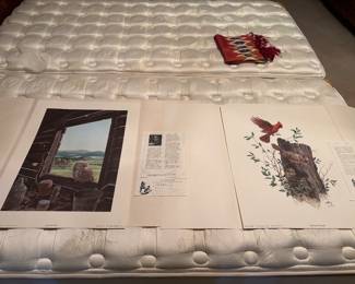 Cute vintage prints never frames birds owls 