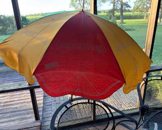vintage chair umbrella advertising