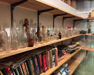 antique and vintage bottle collection, books