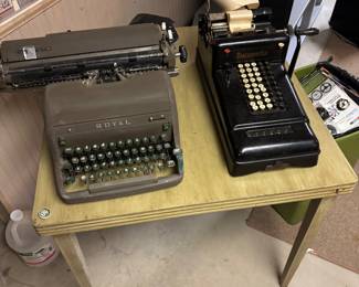 vintage royal typewriter and adding machine