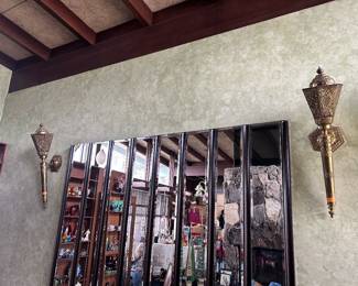 Very Large Beveled Mirror on Wood