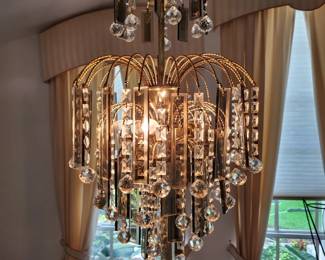 1970s Hollywood Regency Crystal Prism Chandelier
