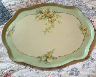 Limoges W.G. Cie France Porcelain Serving Tray with Floral Decor