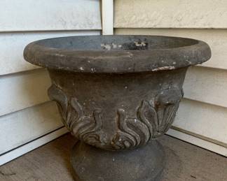 Vintage Cast Stone Urn Planter with Acanthus Leaf Motif