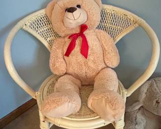 Giant Plush Teddy Bear with Red Ribbon