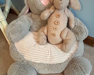 Pottery Barn Kids Plush Bunny Stool with Smaller Plush Bunny Toy
