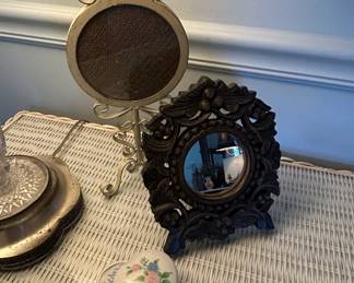 Henry Link Lexington Wicker Vanity Desk with Stool and Mirror second image