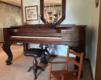 Victorian Walnut Square Grand Piano B