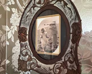 Ornate Cast Metal Picture Frame with Vintage Photograph