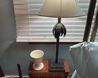 Vintage Piano Stool Table Lamp with Ceramic Bowl