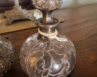 “Authentic Gorham Mfg. Co. Art Nouveau Fine Silver (999/1000) Overlay Perfume Bottles, c. 1900.”