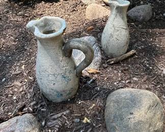 Vintage Ceramic Pitcher and Vase Set with Crackled Glaze