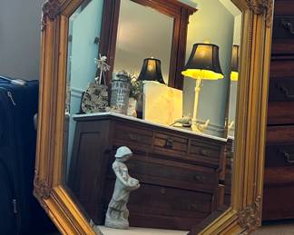 Vintage Octagonal Gilt Beveled Mirror