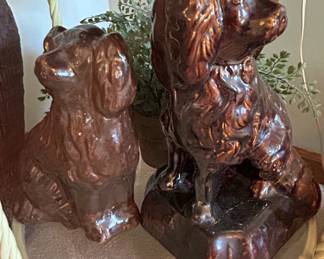 Pair of Rockingham Glaze Spaniel Dog Figurines