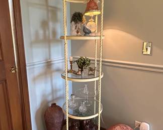 Vintage Twisted Rope Style Tier Etagere Shelf Unit