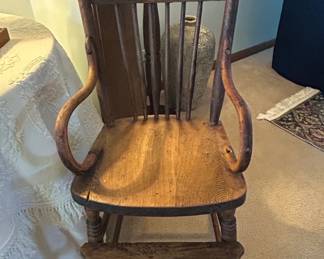 Victorian Childs Rocker with Carved Top Rail
