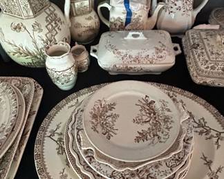 Brown Transferware China Sets