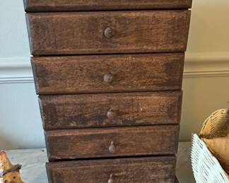 Antique Primitive Wooden Apothecary Chest of Drawers