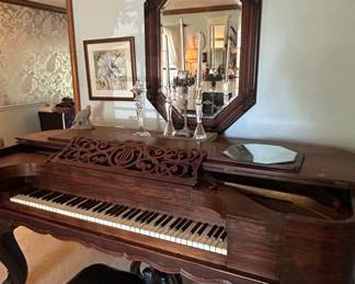 Victorian Walnut Square Grand Piano