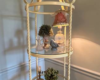 Ornate Twisted Rope Tier Etagere with Scrollwork
