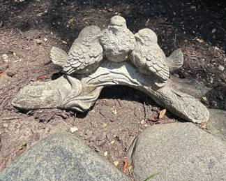 Three Birds on a Branch Concrete Garden Statue
