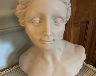 Classical Female Bust Sculpture, possibly after Houdon