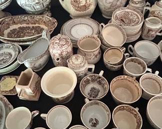 Brown Transferware Ceramic Dinnerware Set Various Patterns