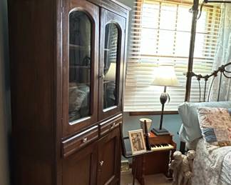 Antique Walnut China Cabinet with Glass Doors