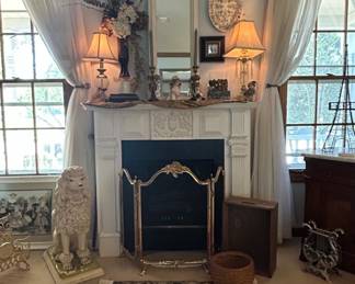 Antique French Gold Bronze Fire Screen