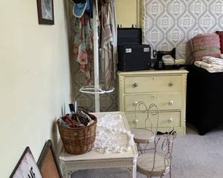 Vintage Vanity Table with Ornate Wire Chairs