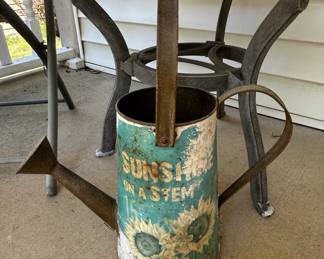 Vintage Sunflower Sunshine on a Stem Watering Can
