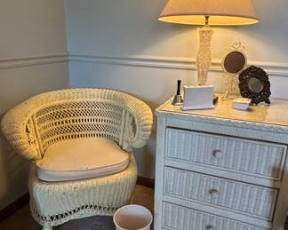 Wicker Armchair and Wicker Dresser Set