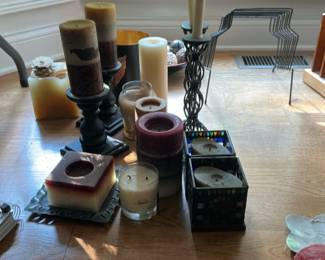 Assorted Decorative Candles and Candle Holders