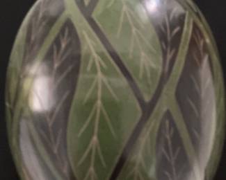 Carved Earthenware Pottery Vase with Leaf Design