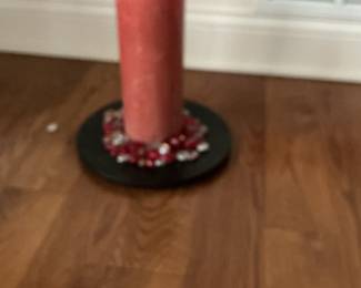 Red Pillar Candle with Decorative Gems