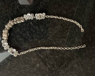 Vintage Rhinestone and Silver-Tone Link Bracelet