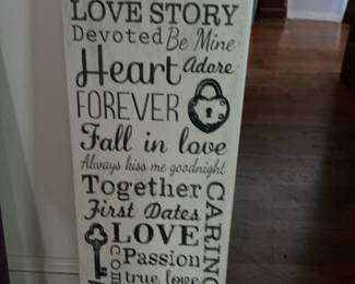 Love Story Wood Sign with Lock and Key Graphic