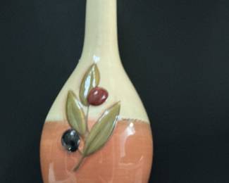 Ceramic Olive Oil Cruet with Olive Branch Motif