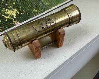 Engraved Brass Telescope with Stag Emblem