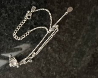 Sterling Silver Charm Bracelet with Heart and Star Charms