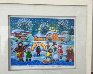 Children Playing in the Snow Print by Ljuba Popovic