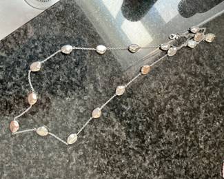 Sterling Silver Pebble Station Necklace