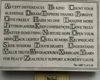 House Parts Inc. R. Stewart "The ABC's of Life" Decorative Plaque