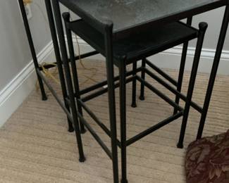 Set of 3 Nesting Side Tables with Faux Stone Tops