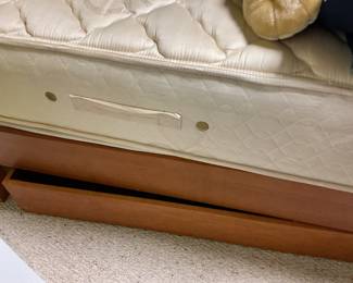 Wooden Twin Bed Frame with Mattress and Drawer