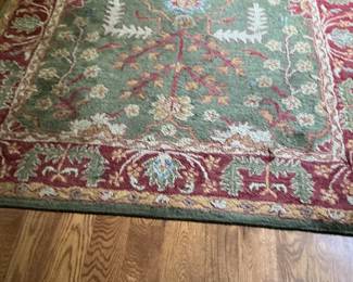Green and Red Fine Peshawar Oriental Area Rug