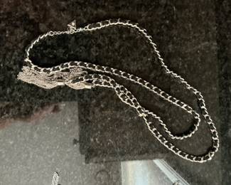 Guess Chain Necklace with Black Inlay
